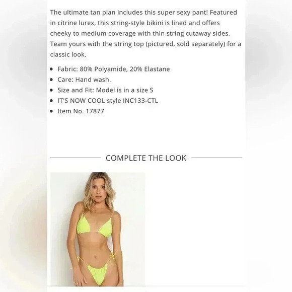 It’s Now Cool Free People REVOLVE String Bikini Bottom New Citrine Lurex Shimmer - Picture 14 of 17